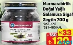 MARMARABİRLİK DOĞAL YAĞLI SALAMURA SİYAH ZEYTİN 700 G